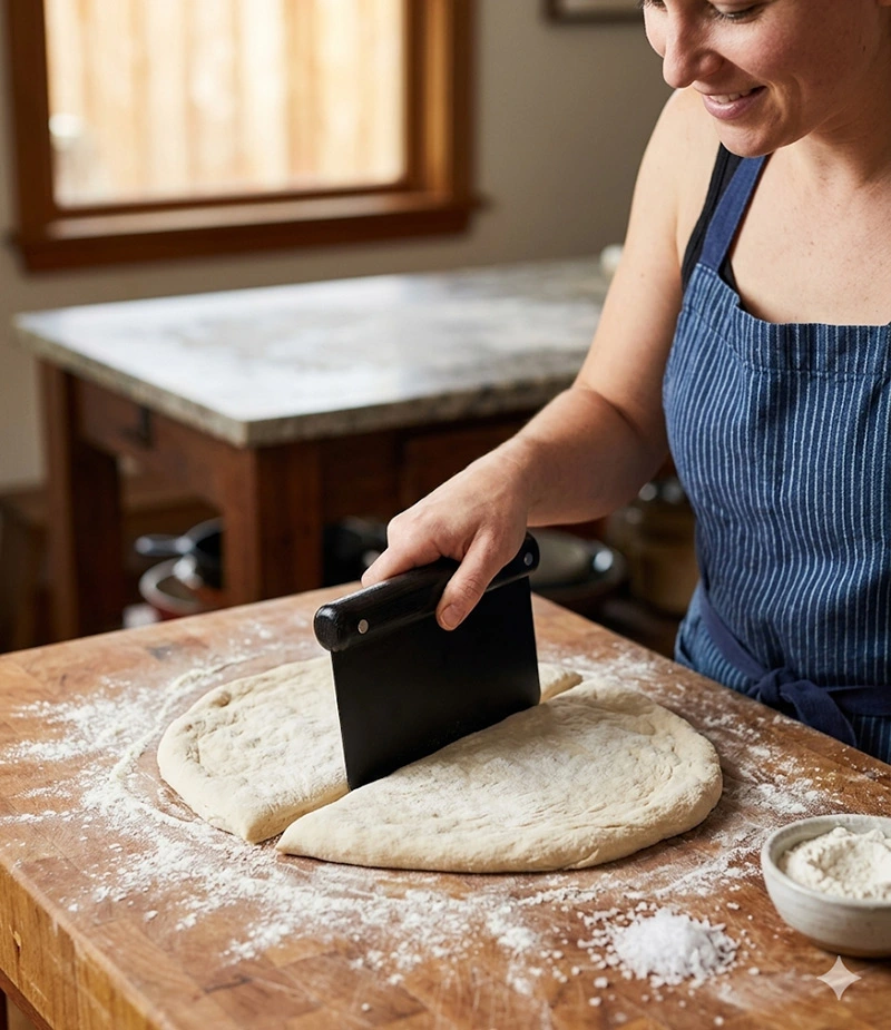 Dough Cutter Natural Wood Handle Pizza Dough Cutter